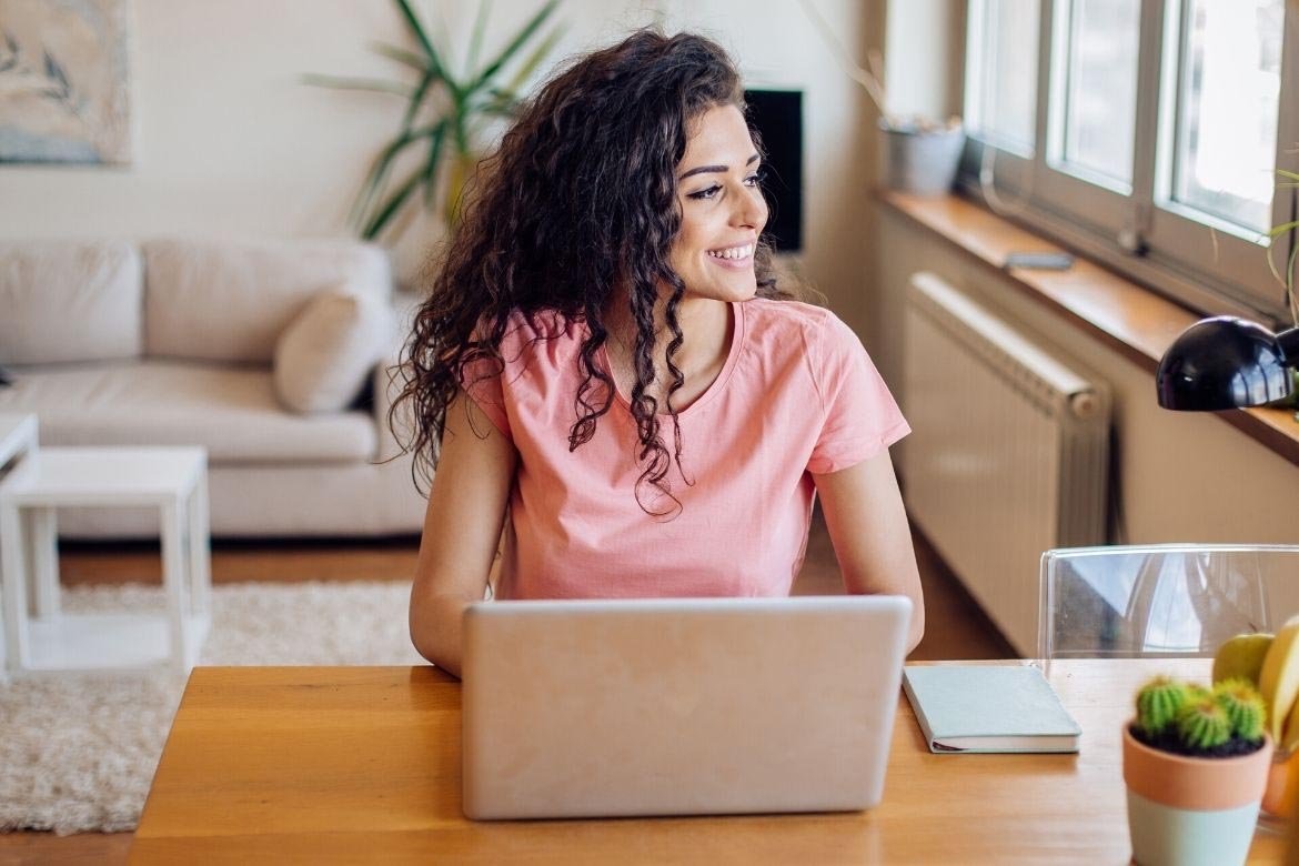 Family using a free government laptop at home